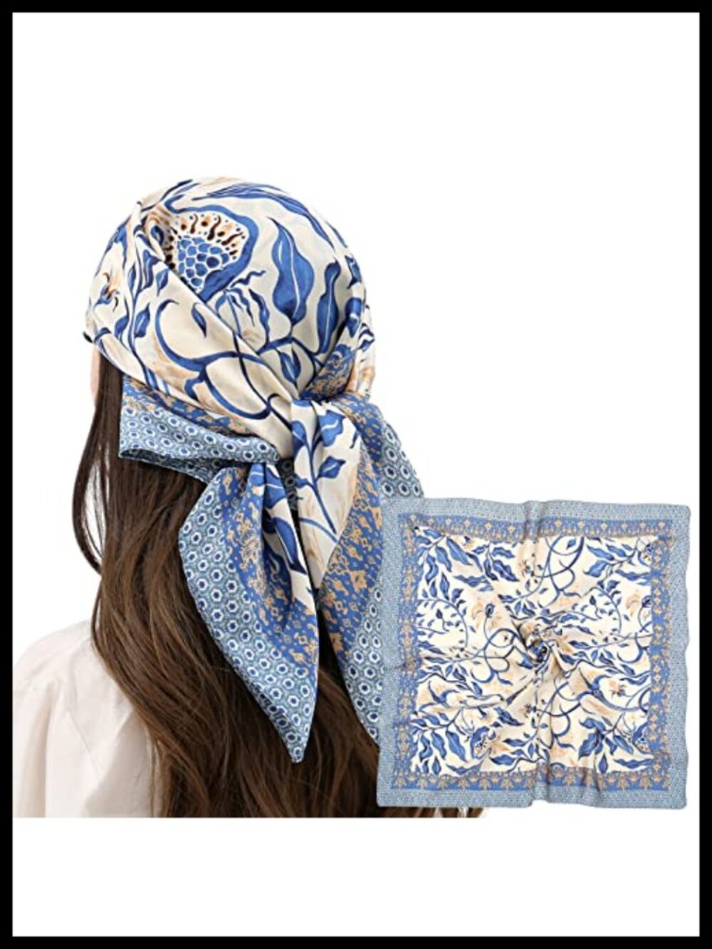 Satin Silk Hair Scarf 27.5" Square Head Wrap Neck Scarf
